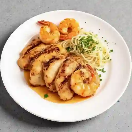 Pollo con Camarones Plancha