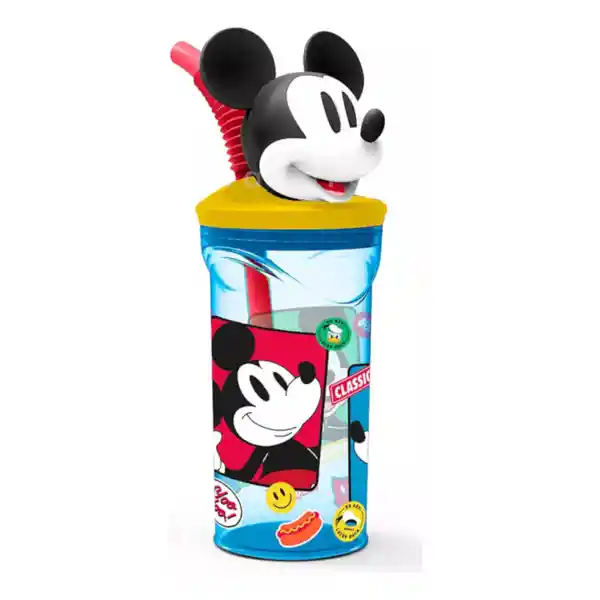 Vaso Con Bombilla Figura 3D Mickey