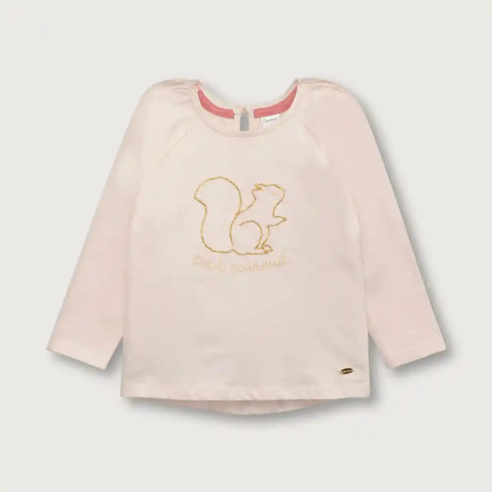 Polera Mangas Raglán De Niña Rosado Talla 9 Meses