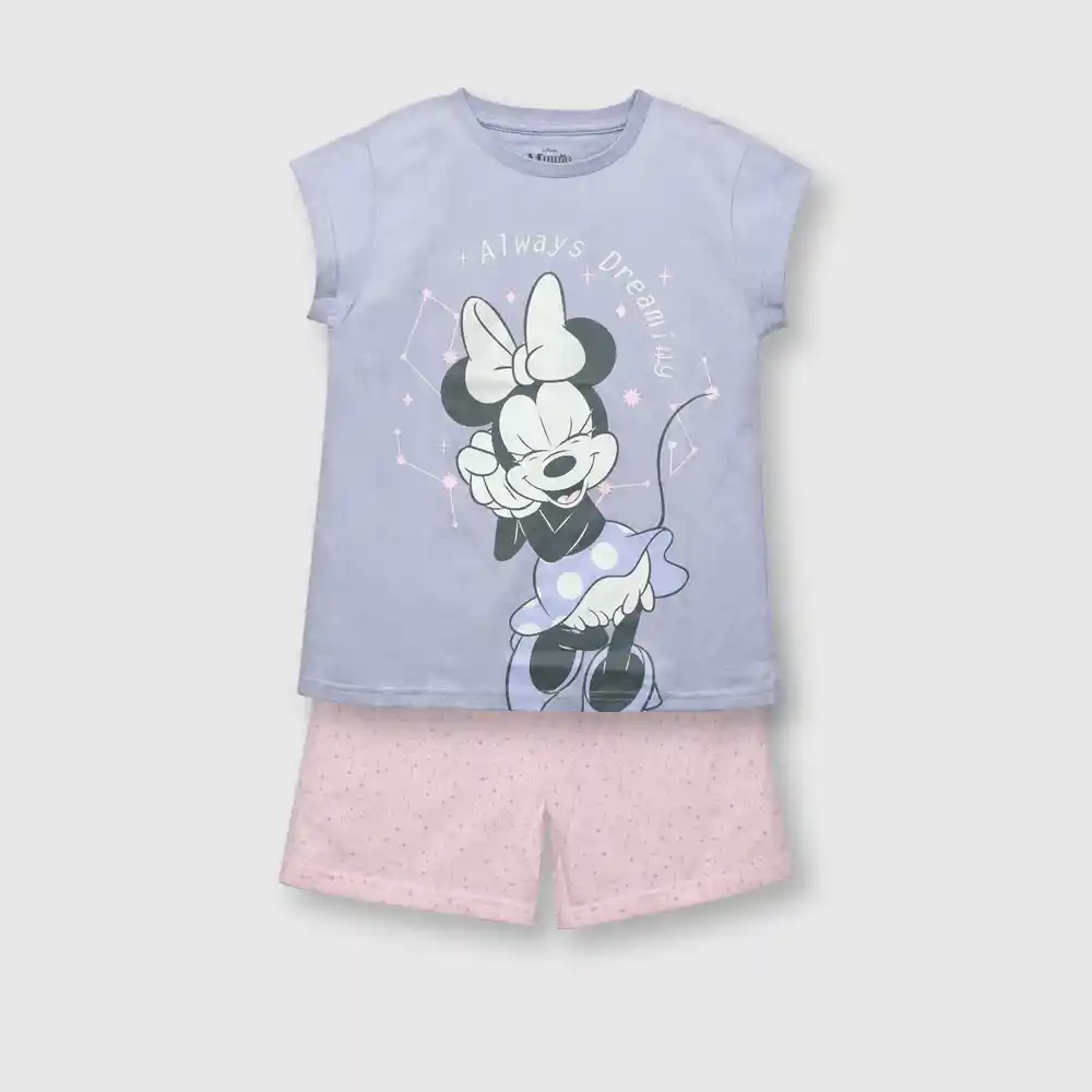 Pijama Corta Minnie De Niña Lila Y Rosa Talla 6a