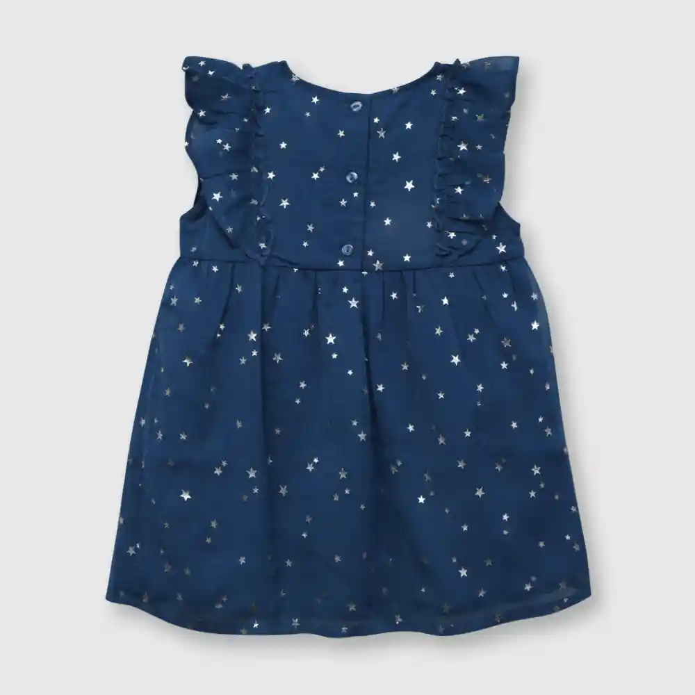 Vestido Estrellas De Bebé Niña Azul Talla 6/9m