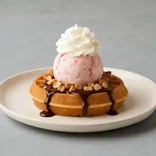 Waffle con helado