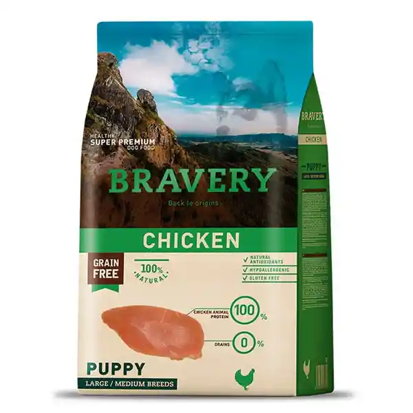 Bravery Alimento Para Perro Cachorro Razas Medianas y Grandes