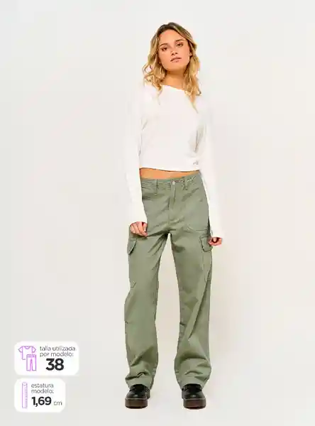 Index Pantalón Moda Cargo-C Cor Verde Claro Talla 40 S24