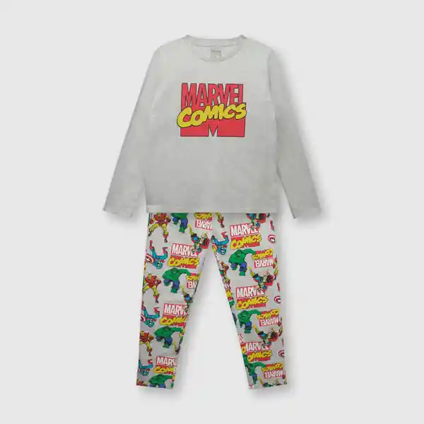 Pijama Algodón Marvel Comics Niño Gris Melange Talla 4A Colloky