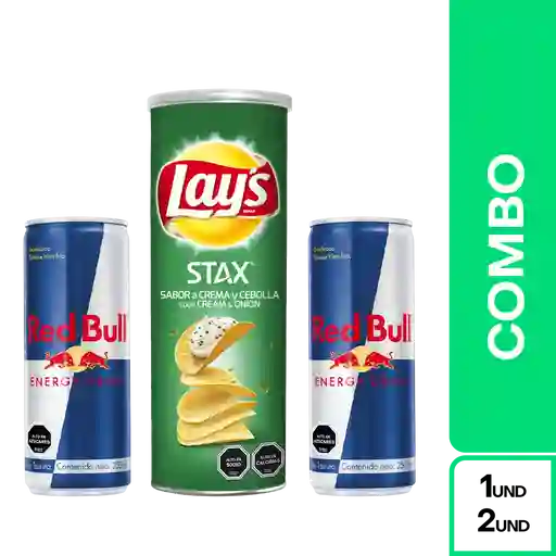 Combo Lays Stax Crema y Cebolla + Red Bull 250 cc 2 Und