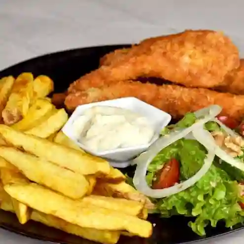 Pollo apanado con papas