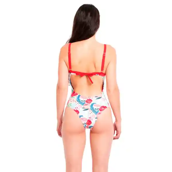 Traje de Baño Rebajado Estampado Rojo Talla XL Samia