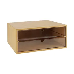 Cajonera de Acrílico y Bambú 2 Cajones