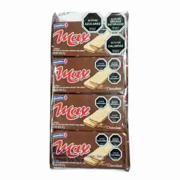Max Galleta Waffer con Crema Sabor a Chocolate 8 Pack