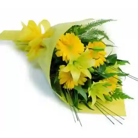 Ramo De Flores Amarillas, Gabernas Y Liliums
