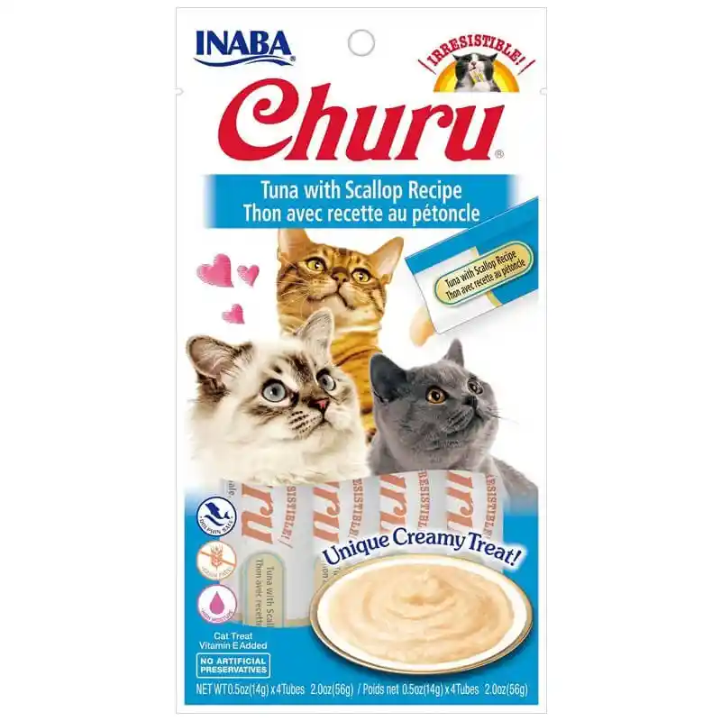 Inaba Churu Gato Atún con Ostiones 56g (4 tubos)