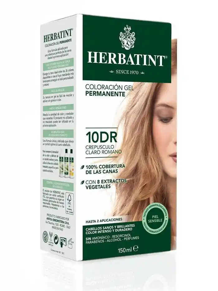 Herbatint Tintura Permanente Natural - 10Dr Rubio Claro Dorado