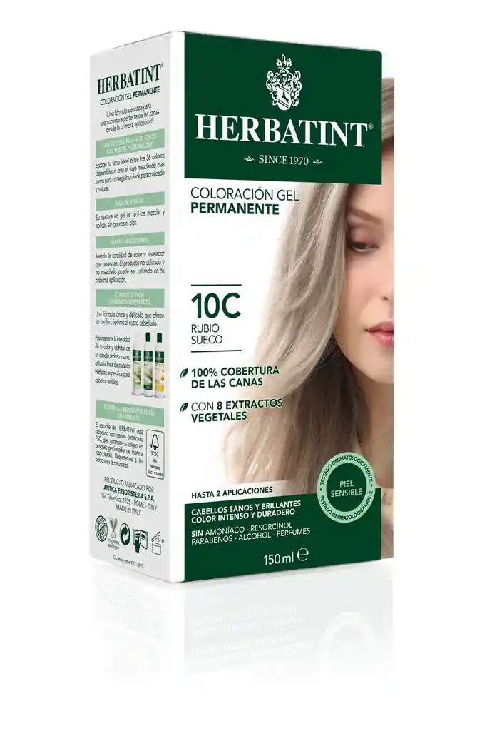 Herbatint Tintura Permanente Natural - 10C Rubio Sueco