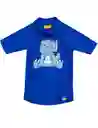 Polera infantil azul manga corta con filtro solar uv 300+ Talla 6-7 años