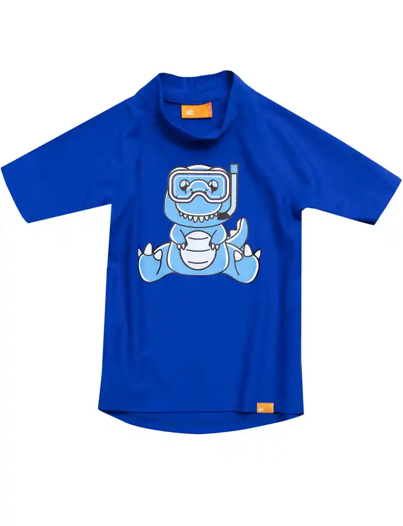 Polera infantil azul manga corta con filtro solar uv 300+ Talla 6-7 años