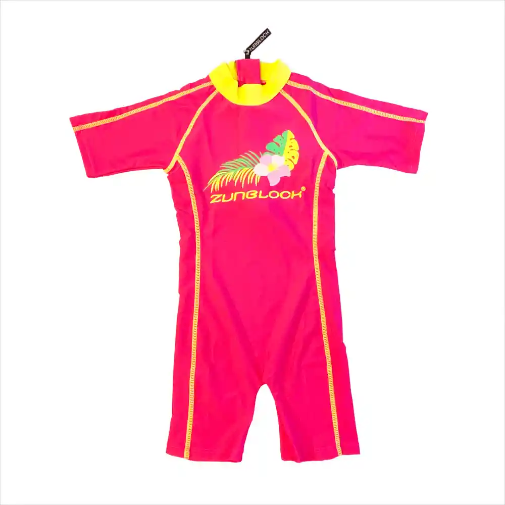 Traje de baño una pieza fucsia/amarillo upf 50+ Talla 9-10 años