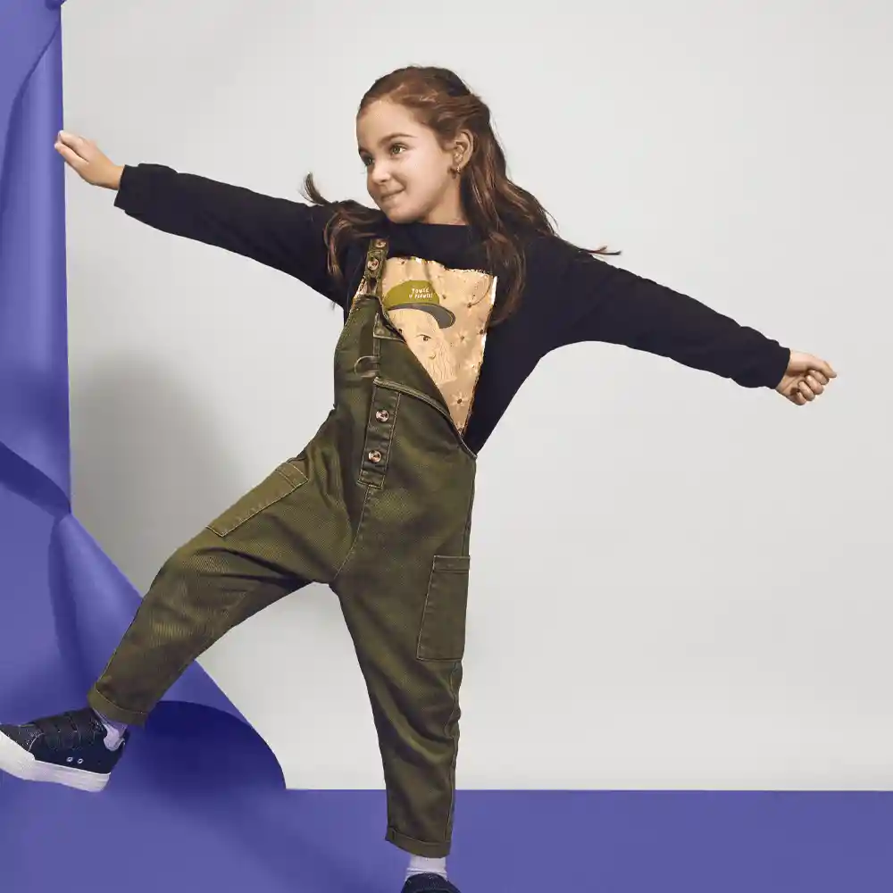 Jardinera Mezclilla De Niña Verde Talla 8a