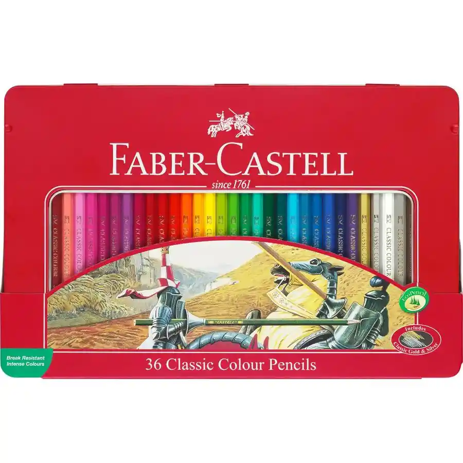 Faber Castell Caja Metalica Lapices De Colores 36 Unidades