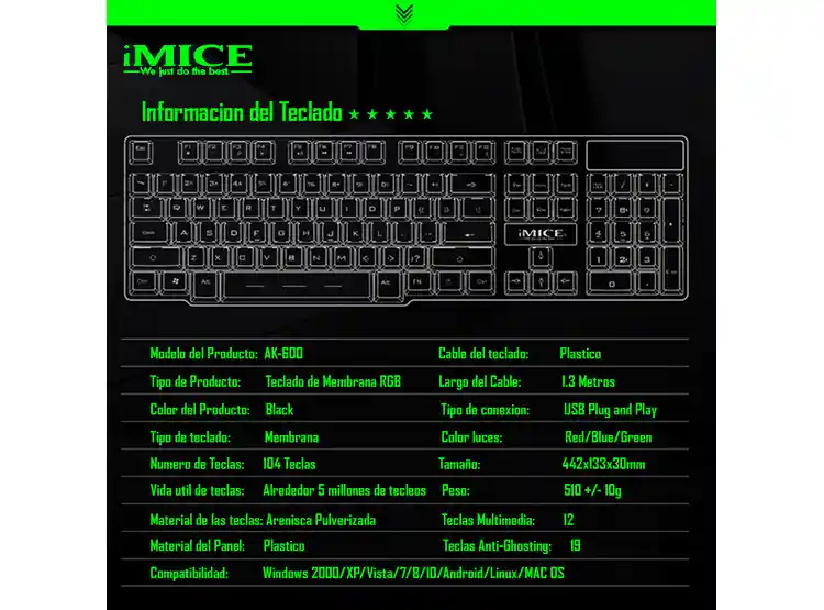 Kit Gamer Teclado + Mouse Rgb Colores