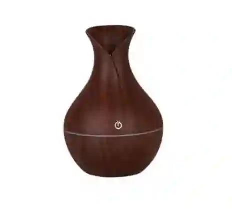 Humidificador Aromatizador 130ml Jarrón Madera Con Led Y Usb