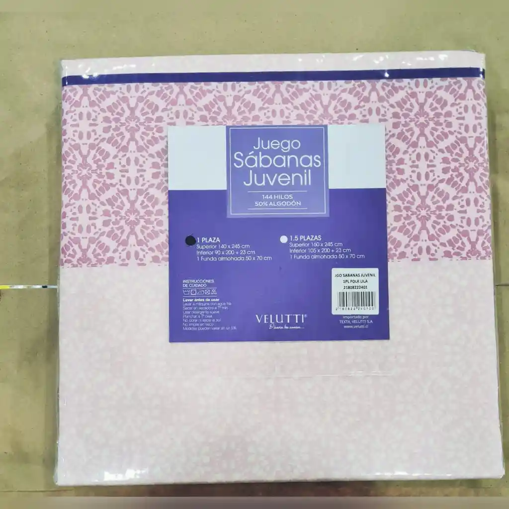 Juego De Sabanas Silver Estampado 2 Bohemio Rosa 144 Hilos / 50% Algodón / 50 % Poliester Velutti