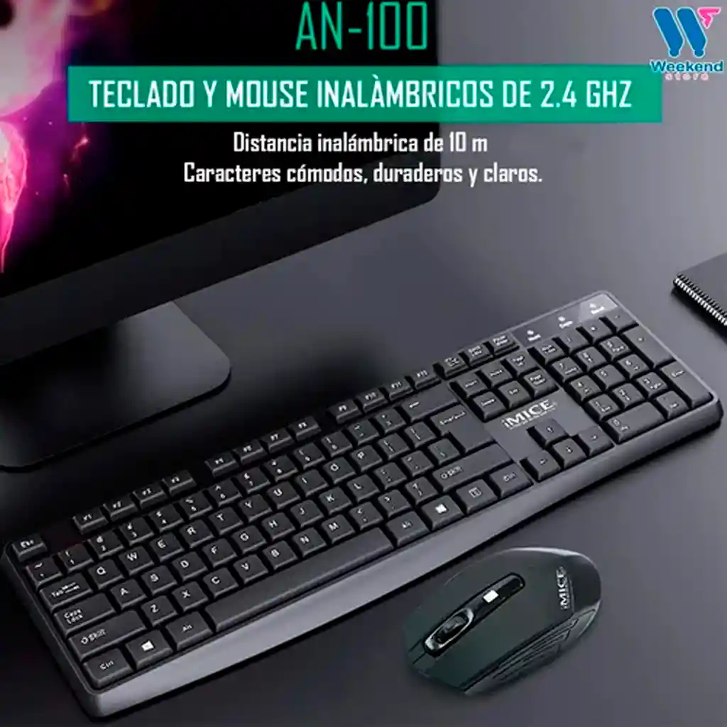 Kit Teclado + Mouse Inalámbrico 2.4g Imice An100 Teletrabajo