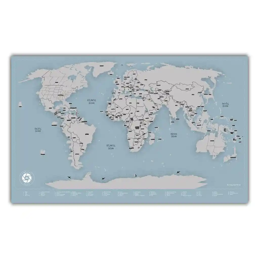 Mapa Del Mundo Raspable Travelshot (plateado) - Lámina