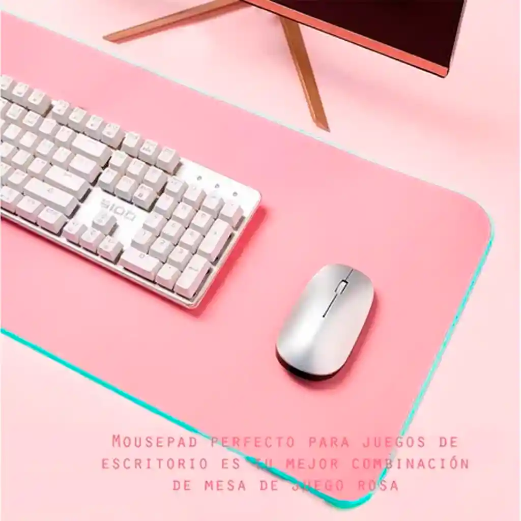 Mousepad Gamer Led Rgb Usb 80x30cm Rosado