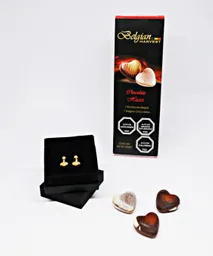 Aros Corazón Baño De Oro 18k + Chocolates Gratis