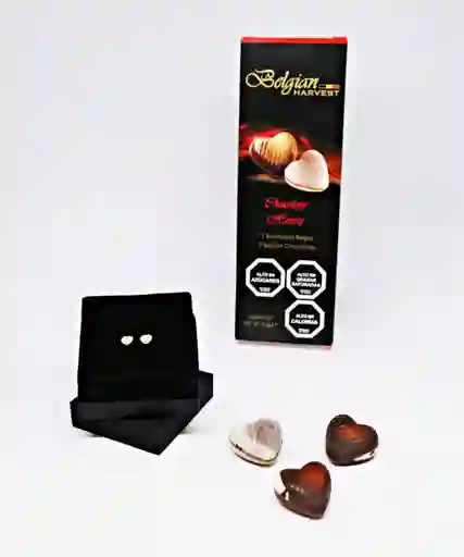 Aros Punto De Luz Corazón Baño De Oro 18k 7mm + Chocolates Gratis