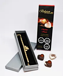 Pulsera Corazón Baño De Oro 18k + Chocolates Gratis