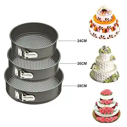 Set 3 Moldes Circular Desmontable Antiadherente Cocina