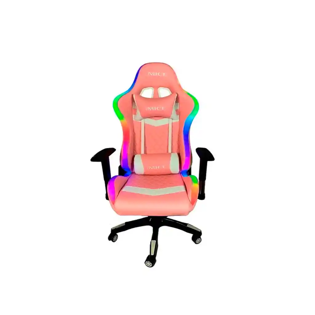 Silla Gamer Profesional Imice Retroiluminada Rgb + Control Rosado