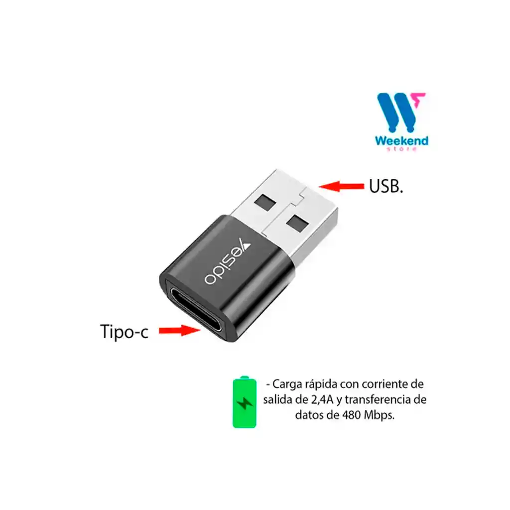 Adaptador Otg Yesido Tipo-c A Usb (gs09)