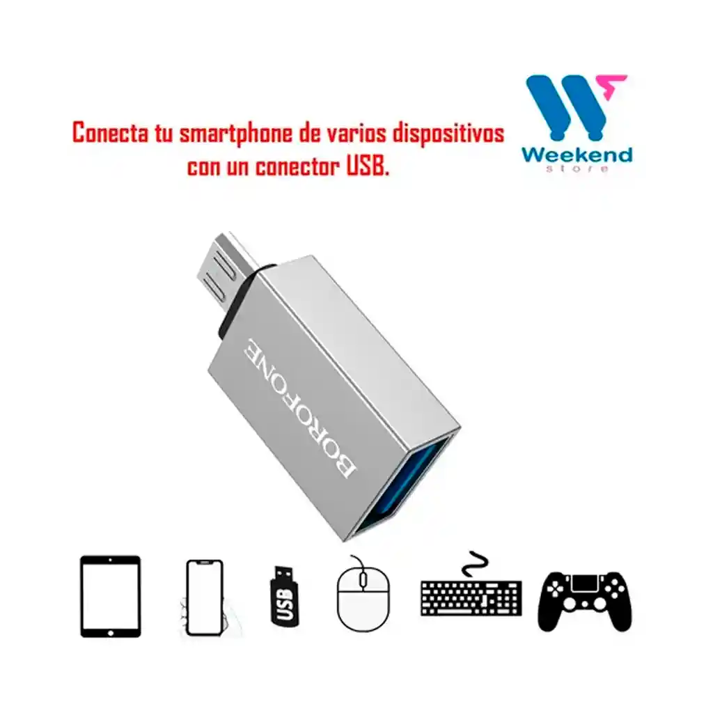 Adaptador Otg Usb- Hembra A Micro Usb Macho Borofone