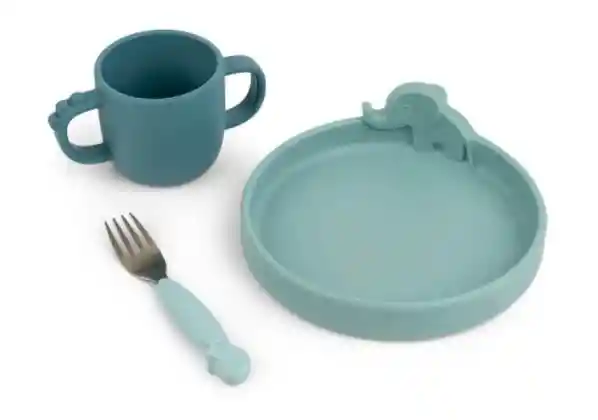 Done By Deer Set Comida Silicona Peekaboo Deer Friends Azul