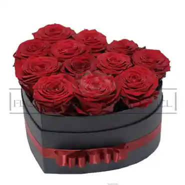 12 Rosas En Caja Corazón