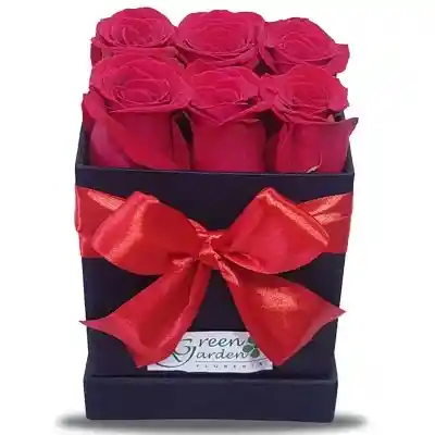 Caja Cubo 6 Rosas Rojas