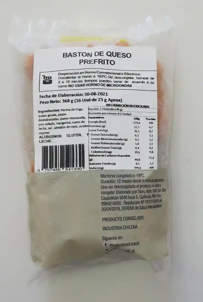 Baston De Queso Prefrito 16 Unidades