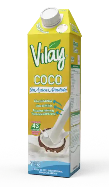 Vilay Bebida De Coco Sin Azucar. Libre De Lactosa Y Gluten