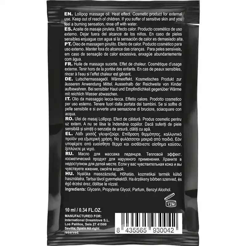 Coquette Chic Desire Pocket Aceite Masaje Kissable Efecto Calor Piruleta 10 Ml