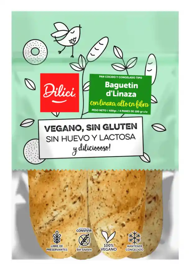 Dilici - Baguetin D´linaza (gluten Free/vegano) 400 Gr