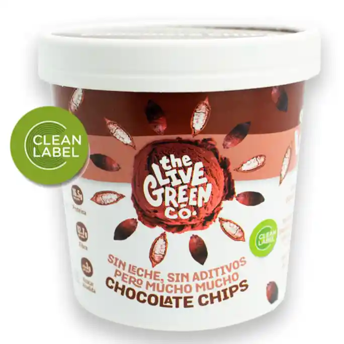 The Live Green Co. - Helado Chocolate Chips (vegano, Sin Gluten) 300 Gr