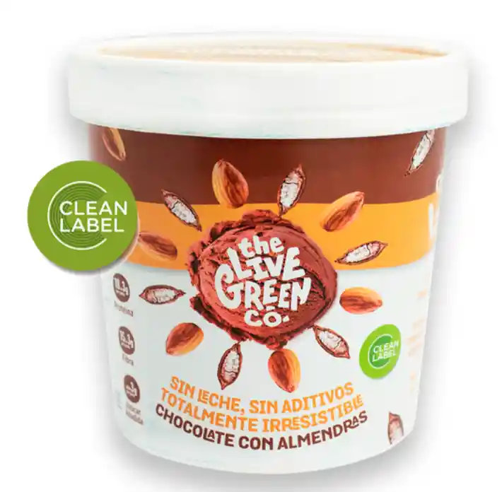 The Live Green Co. - Helado Chocolate Con Almendras (vegano, Sin Gluten) 300 Gr