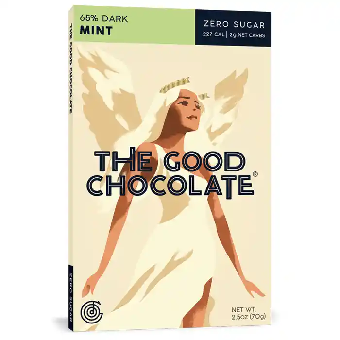 The Good Chocolate - Chocolate Keto Menta Dark 65% (orgánico, Sin Azúcar, Vegano) 70g