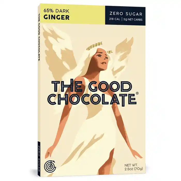 The Good Chocolate - Chocolate Keto Jengibre Dark 65% (orgánico, Sin Azúcar, Vegano) 70g