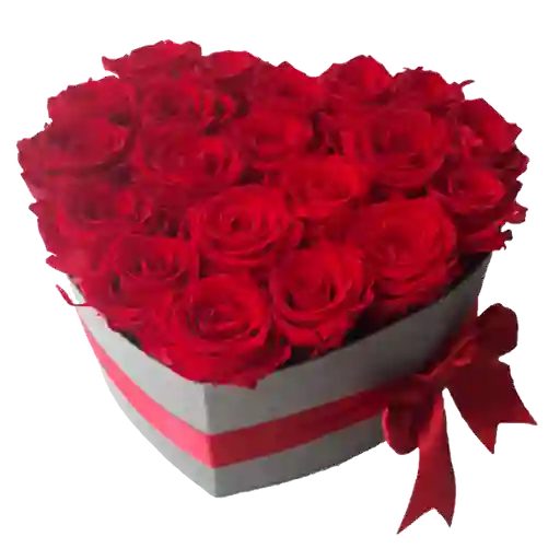 Caja Corazón Con 25 Rosas Importadas Rojas
