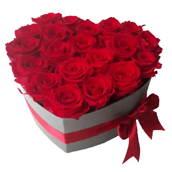 Caja Corazón Con 25 Rosas Importadas Rojas