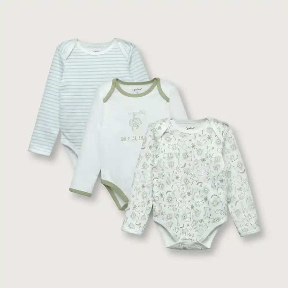 Pack Body Manga Larga Niño Celeste Talla 18m